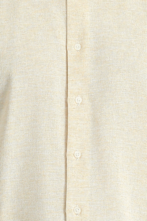Yellow Short-Sleeve Regular Fit Patterned Sporty Cotton Shirt