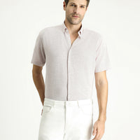 Plum Short Sleeve Regular Fit Patterned Sporty Cotton Shirt