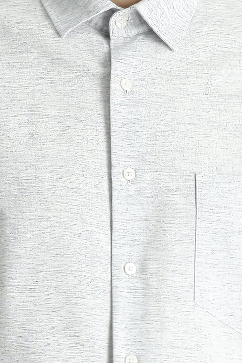 Light Navy Short Sleeve Regular Fit Patterned Cotton Sport Shirt