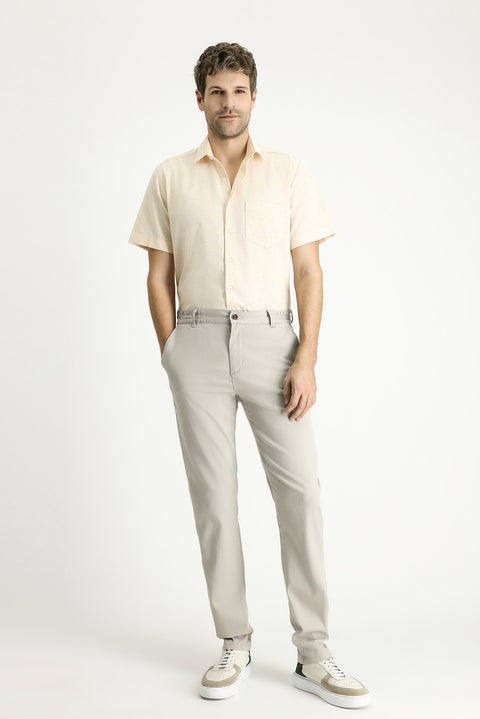 Yellow Short-Sleeve Regular Fit Patterned Sporty Cotton Shirt