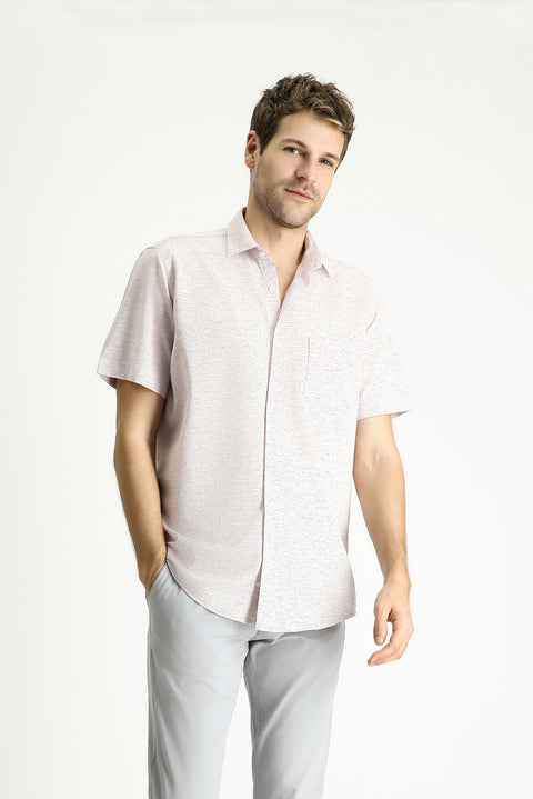 Plum Short Sleeve Regular Fit Patterned Sporty Cotton Shirt