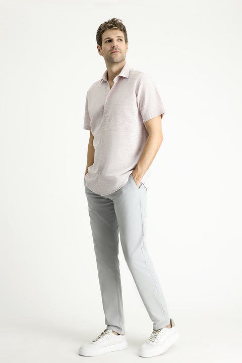 Plum Short Sleeve Regular Fit Patterned Sporty Cotton Shirt