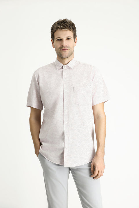 Plum Short Sleeve Regular Fit Patterned Sporty Cotton Shirt