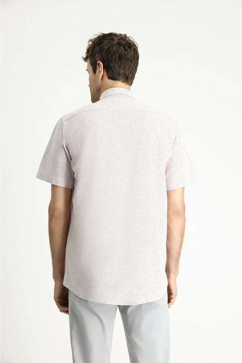 Plum Short Sleeve Regular Fit Patterned Sporty Cotton Shirt