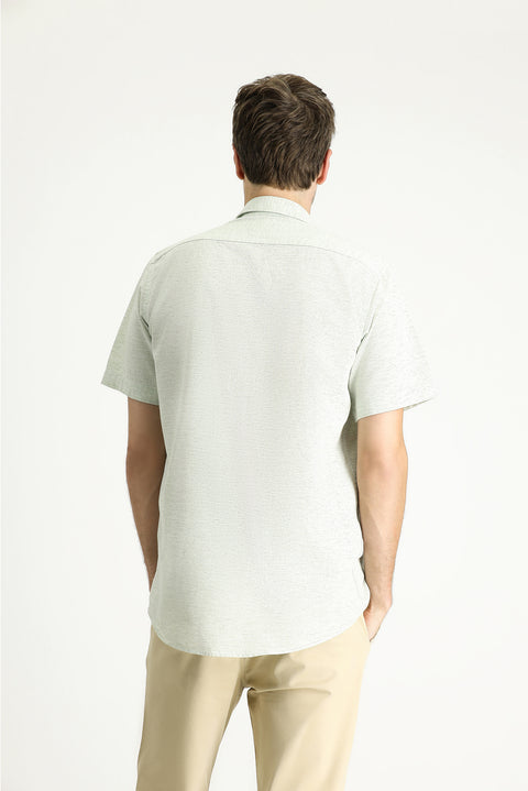 Light Green Short Sleeve Regular Fit Patterned Sporty Cotton Shirt