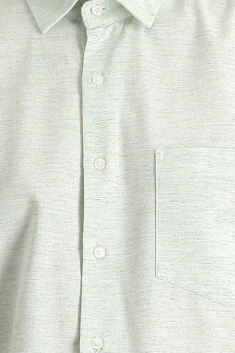 Light Green Short Sleeve Regular Fit Patterned Sporty Cotton Shirt