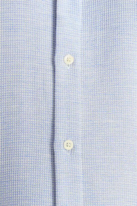 Dark Blue Short Sleeve Regular Fit Patterned Sporty Cotton Shirt, Easy Iron