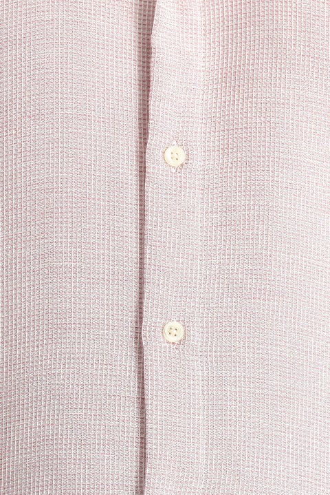 Pink Short-Sleeve Regular Fit Patterned Sporty Cotton Shirt, Easy-Iron