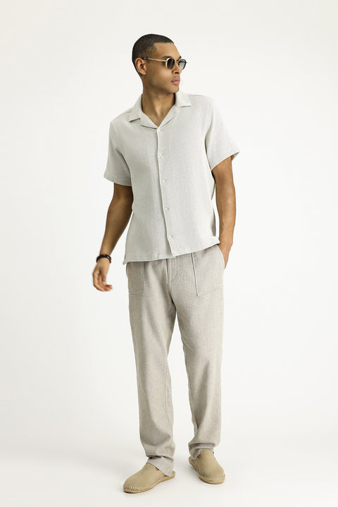 Stone Patterned Short Sleeve Regular Fit Cotton Easy-Iron Shirt