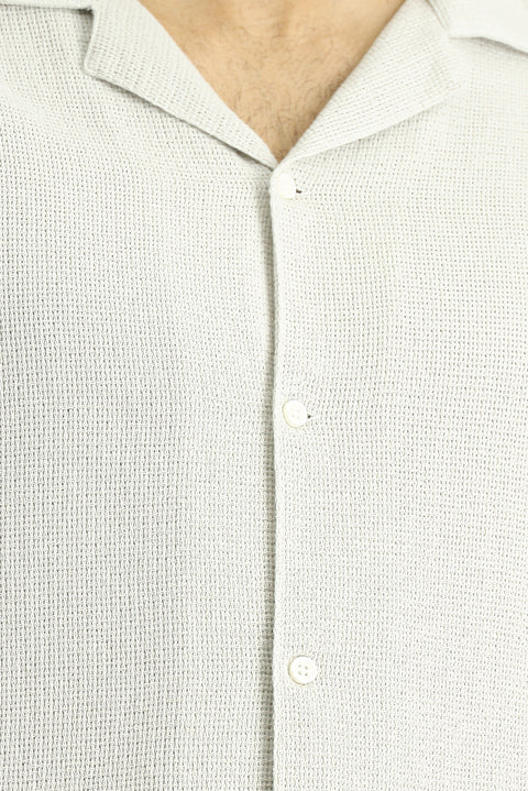 Stone Patterned Short Sleeve Regular Fit Cotton Easy-Iron Shirt