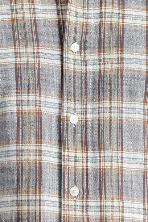 Light Navy Short Sleeve Regular Fit Plaid Sport Cotton Button-Down Shirt