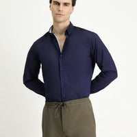 Dark Navy Long Sleeve Slim Fit Classic Cotton Shirt