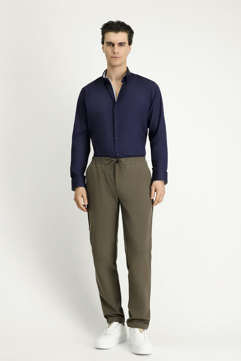 Dark Navy Long Sleeve Slim Fit Classic Cotton Shirt