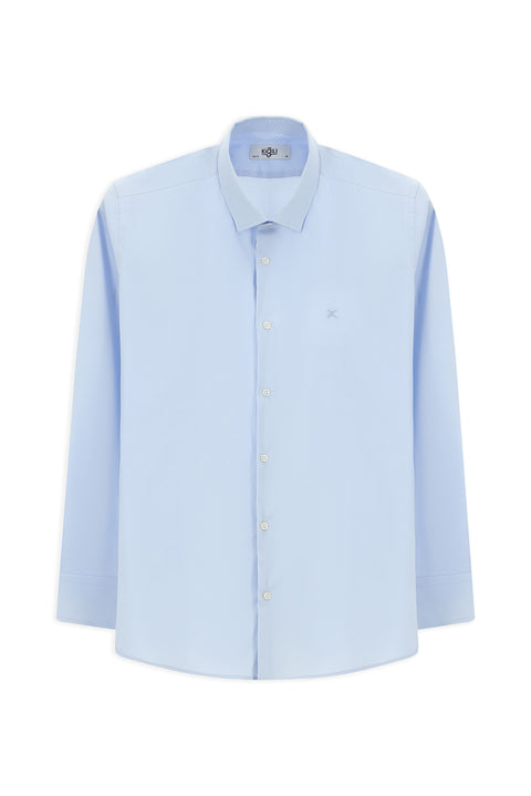 Light Blue Long Sleeve Slim Fit Classic Cotton Shirt