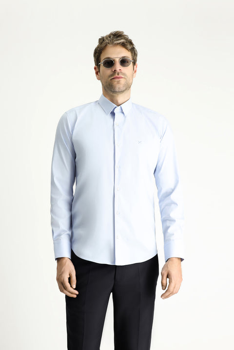 Light Blue Long Sleeve Slim Fit Classic Cotton Shirt