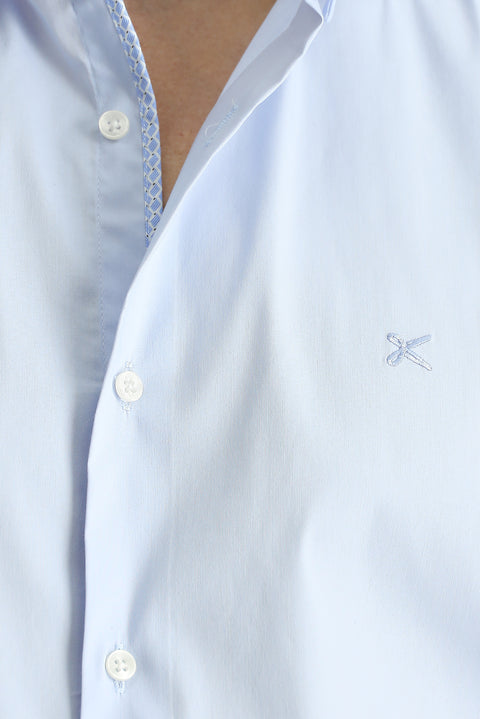 Light Blue Long Sleeve Slim Fit Classic Cotton Shirt