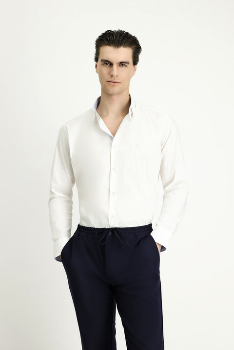 White Long Sleeve Slim Fit Classic Cotton Shirt