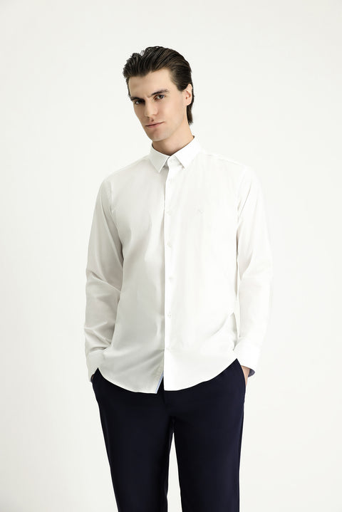 White Long Sleeve Slim Fit Classic Cotton Shirt