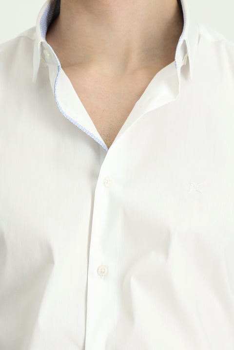 White Long Sleeve Slim Fit Classic Cotton Shirt