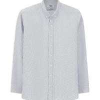 Dark Blue Long Sleeve Slim Fit Striped Cotton Button-Down Collar Shirt