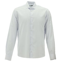 Light Blue Long Sleeve Slim Fit Striped Cotton Easy-Iron Shirt