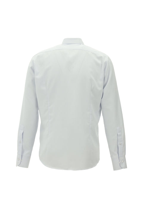 Light Blue Long Sleeve Slim Fit Striped Cotton Easy-Iron Shirt