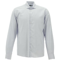 Dark Blue Long Sleeve Slim Fit Striped Cotton Easy-Iron Shirt