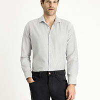 Black Long Sleeve Slim Fit Striped Cotton Easy-Iron Shirt
