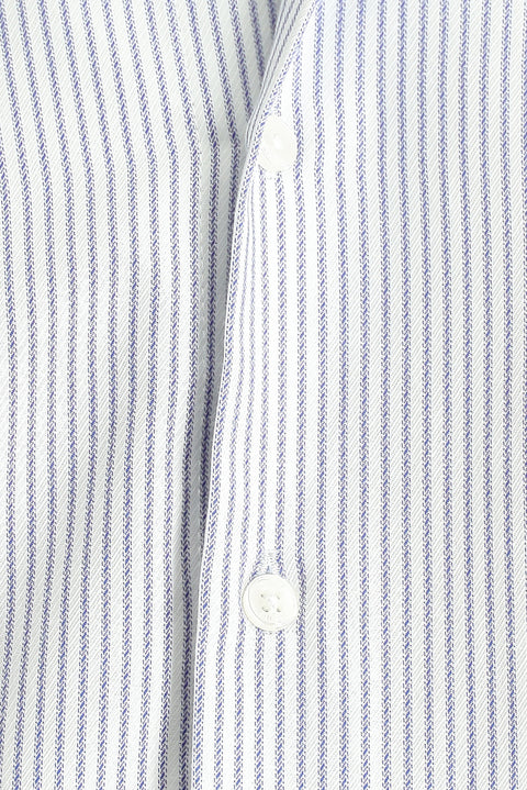 Light Navy Blue Long Sleeve Slim Fit Striped Cotton Easy-Iron Shirt