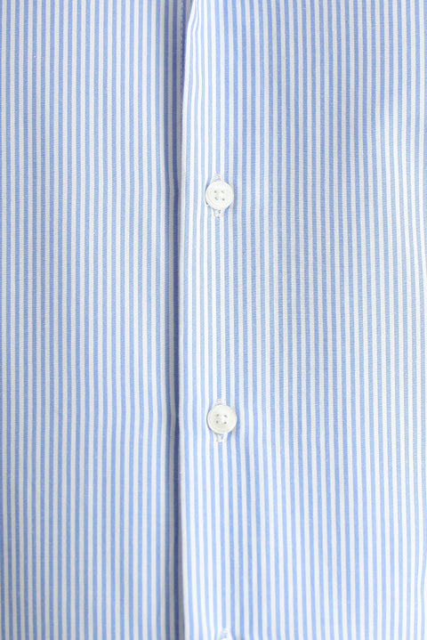 Blue Long Sleeve Slim Fit Striped Cotton Easy-Iron Shirt