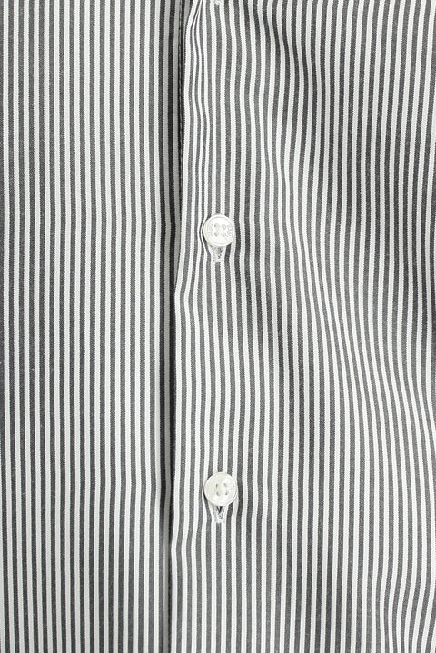 Medium Anthracite Long Sleeve Slim Fit Striped Cotton Easy-Iron Shirt