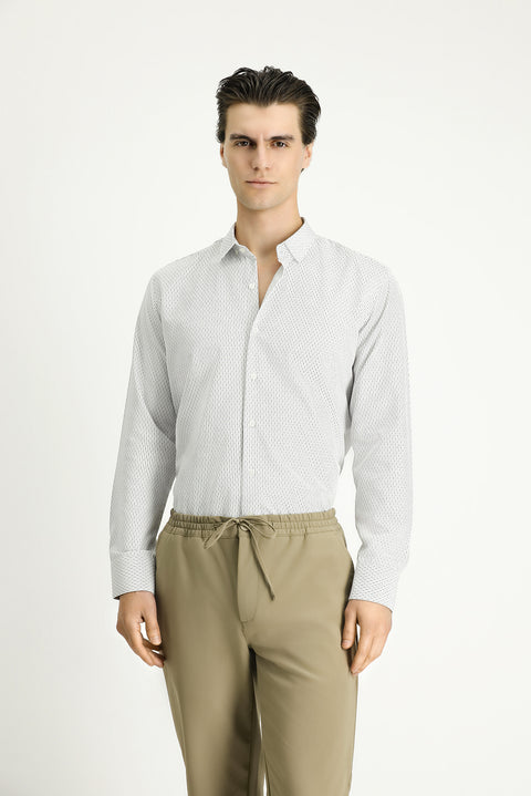 Black Long Sleeve Slim Fit Striped Cotton Easy-Iron Button-Down Collar Shirt