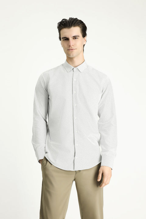 Black Long Sleeve Slim Fit Striped Cotton Easy-Iron Button-Down Collar Shirt