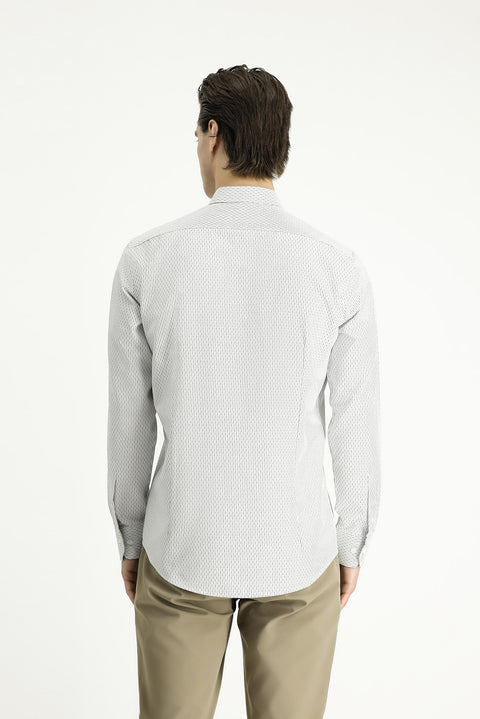 Black Long Sleeve Slim Fit Striped Cotton Easy-Iron Button-Down Collar Shirt