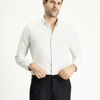 Light Mink Long Sleeve Slim Fit Narrow Cut Striped Cotton Easy Iron Button-Down Collar Shirt