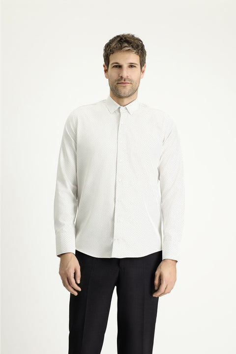Light Mink Long Sleeve Slim Fit Narrow Cut Striped Cotton Easy Iron Button-Down Collar Shirt
