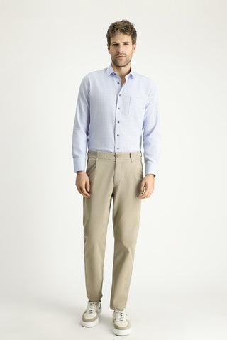  Mavi Uzun Kol Slim Fit Dar Kesim Non Iron Ekose Pamuklu Gömlek