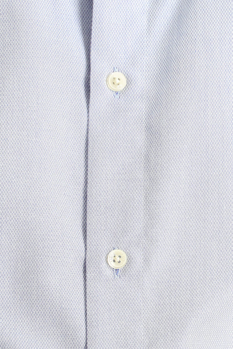 Light Blue Short Sleeve Slim Fit Patterned Cotton Shirt