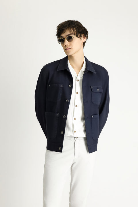 Medium Navy Oversize Seasonal Sport Cotton Jacket