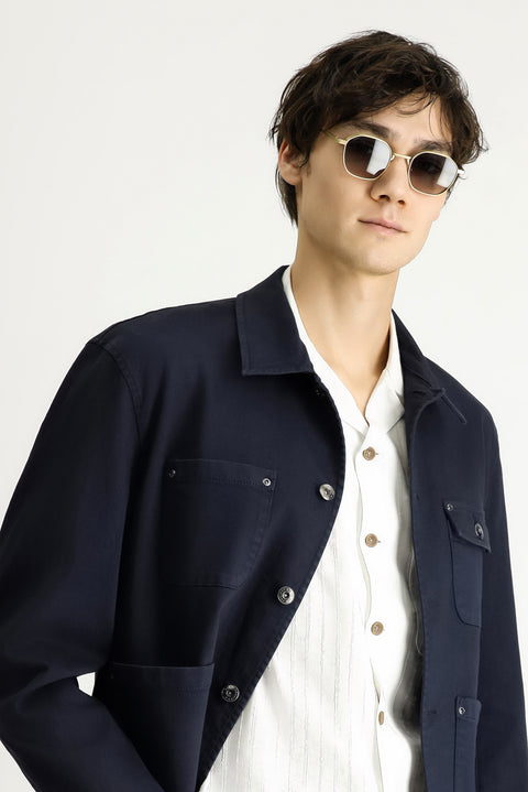 Medium Navy Oversize Seasonal Sport Cotton Jacket