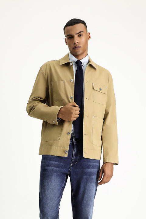 Light Beige Oversize Seasonal Sport Cotton Jacket/Coat