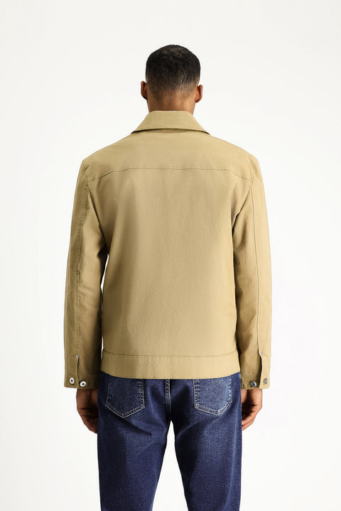 Light Beige Oversize Seasonal Sport Cotton Jacket/Coat