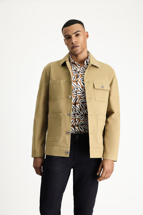 Light Beige Oversize Seasonal Sport Cotton Jacket/Coat