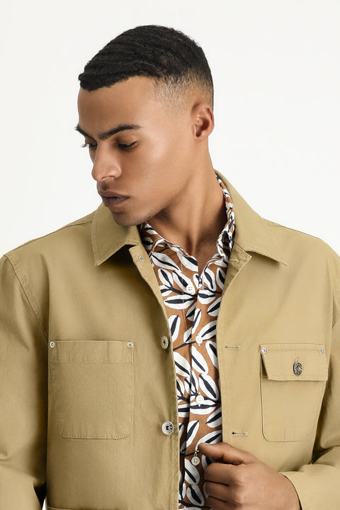 Light Beige Oversize Seasonal Sport Cotton Jacket/Coat