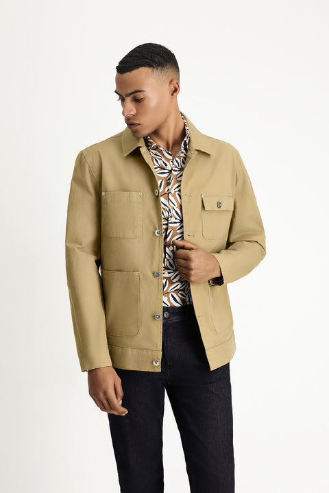 Light Beige Oversize Seasonal Sport Cotton Jacket/Coat