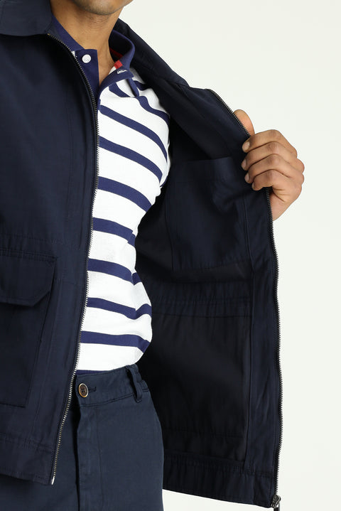 Medium Navy Seasonal Cotton Sport Jacket/Coat