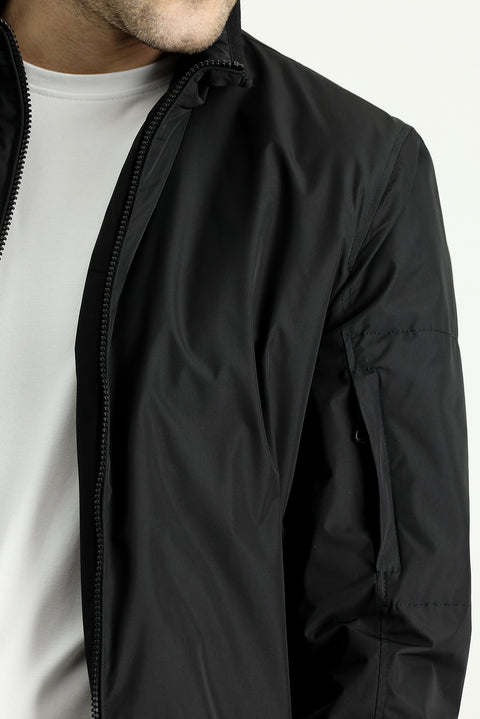 Black Ribbed Seasonal Sport Bomber Jacket