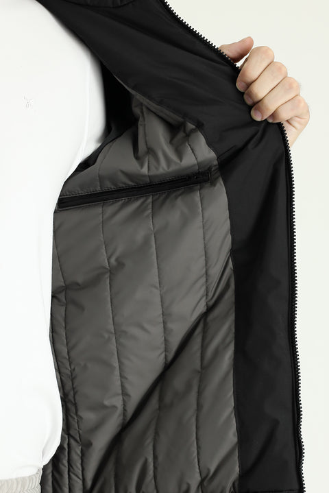 Black Ribbed Seasonal Sport Bomber Jacket