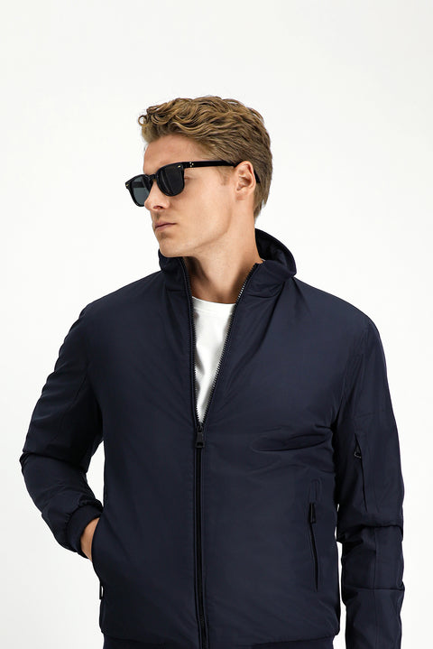 Dark Navy Ribbed Seasonal Sport Bomber Jacket