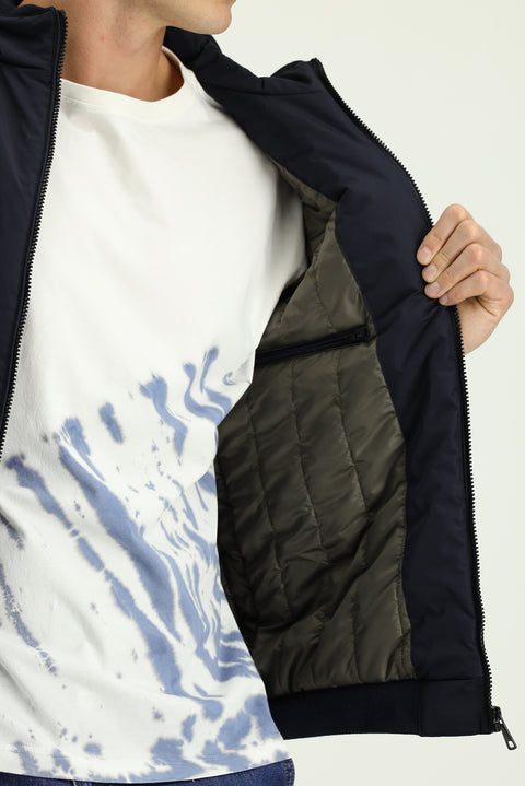 Dark Navy Ribbed Seasonal Sport Bomber Jacket